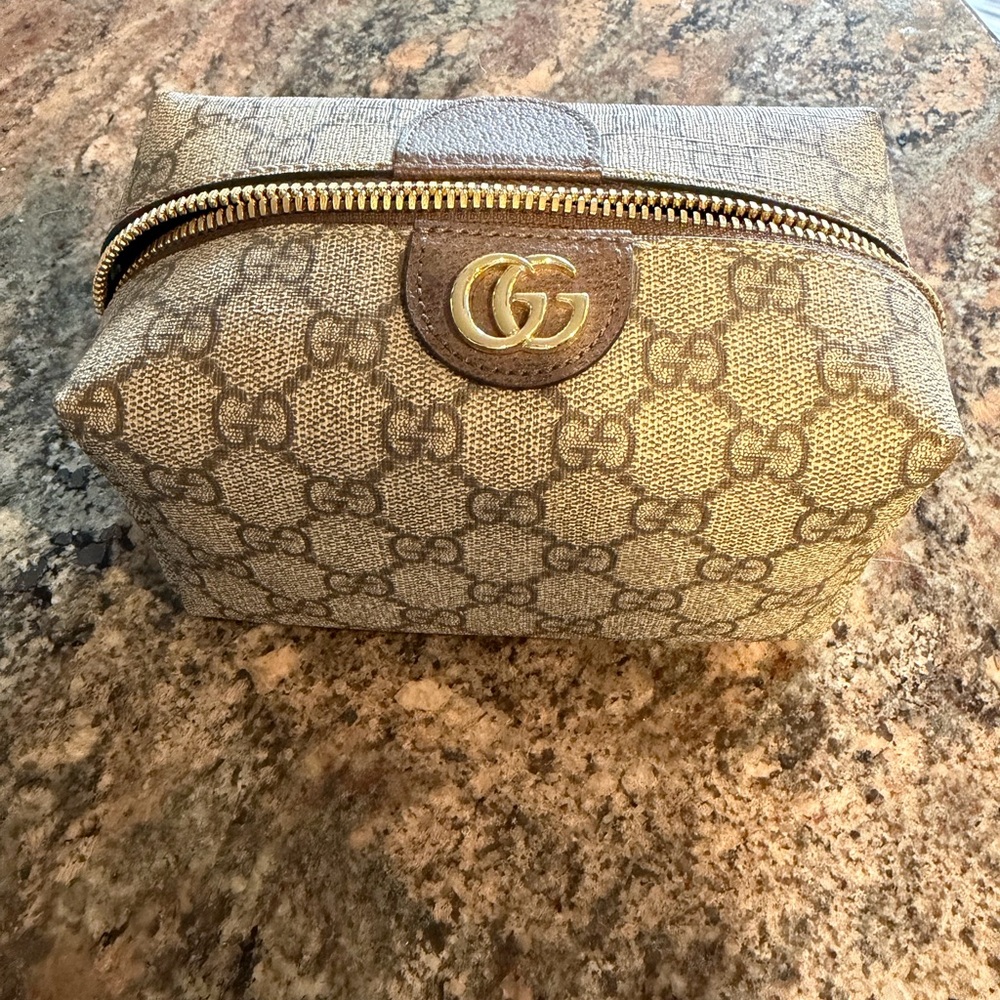 Beige and Brown Cosmetic bag